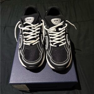 Dior Men's Black and White Lace-Up Sneakers